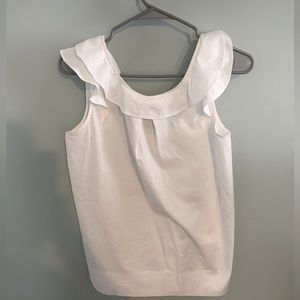 J Crew White Cotton Ruffle Top